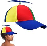 DOUSELLA Propeller Hat Colourful Helicopter Hat Baseball Cap with Propeller Children's Helicopter Hat Funny Propeller Cap Helicopter Cap 57-61 cm Adult Helicopter Cap for Carnival, Rainbow colours,