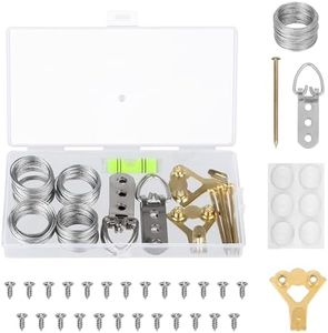 BELLE VOUS Kit pour Suspension de Tableaux - Crochets en Métal, Anneau en D, œil à Vis, Câble Acier, Vis & Clous - Parfait pour Cadres, Photos, Peintures Accrochage Mural - Jusqu'à 5 kg