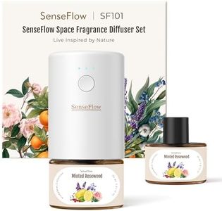 SenseFlow SF101 Pro Plug In Air Freshener, Waterless Essential Oil Diffuser, Non-Toxic Aroma Diffuser, Adjustable 120-Day Natural Scent Mist, Covers 1000 Sq Ft- Free 30ml Minted Rosewood