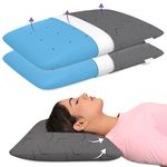 MY ARMOR Cooling Gel Memory Foam Pillow for Neck Pain & Shoulder Pain, Orthopedic Pillow for Sleeping, Thin Size - 24.5x15.5x4 Inches, with Grey Colour Pillow Cover - 350GSM, Pack of 2