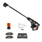 Worx WG644 40V (2.0Ah) Power Share Hydroshot Portable Power Cleaner, 2 Batteries and Charger Included, Black/Orange