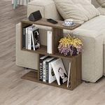 HOCUS PICUS 2 Tier Storage End Side Table - Versatile C Table - 60x60x19.50cm - Shelves Organizer Office Living Room End Desk Stand Display (Dark Oak Effect)