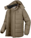 CAMELSPORTS Mens Winter Coats Warm Jacket with Detachable Hood Water-Repellent Windproof Parkas Casual Jackets Brown M