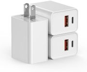 KOCORE 3 Pack USB C Charger Block, 20W Fast Charging Block for Apple iPhone 15, Type C Dual Port PD Power Adapter Wall Plug for iPhone 15/15 Plus/15 Pro/15 Pro Max/14/13, Apple Watch Series 8 9, White