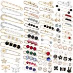 80 Pcs Brooch Pins, Sweater Shawl Hat Clip Neckline Pins Double Faux Pearl Brooches for Women Girls Fashion Cover Up Buttons Clothing Dress Decoration Accessories Pant Waist Tightener Safety Pins