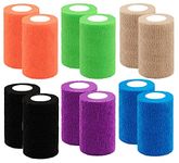 A-TAPE Cohesive Crepe Bandage, Elastic Self Adhesive Tape for Sports Injury, Strain, Knee & Wrist, Ankle Sprains & Swelling (10 cm X 4.5 mtr- Pack of 12) Multicolor