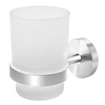 Joeji's Kitchen Stainless Steel Toothbrush Holder - Frosted Glass Cup - Wall Mounted