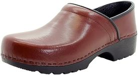 BJORK Swedish Comfort Men's Professional Leather Clogs, Brown, 11.5-12