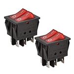 Heschen Double Rocker Switch SPST ON-OFF 6 Terminals Red light 16A 250VAC 2Pack