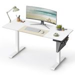 SONGMICS Electric Standing Desk, Height Adjustable Desk, 60 x 140 x (72-120) cm, Continuous Adjustment, Spliced Tabletop, 4 Memorable Heights, White and Black LSD016W11