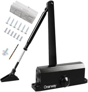 Onarway Automatic Door Closer Hold Open Size 3 Spring Hydraulic Door Closure Aluminum Alloy Body, for Residential and Commercial Use with Fitting Template, for Middle-Weight Door, Black