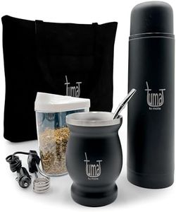 Complete Yerba Mate Kit - Includes Mate Cup, Straw (Bombilla), 750ml Thermos, Bag and Two Gifts (Container Yerbero and Immersion Water Heater)