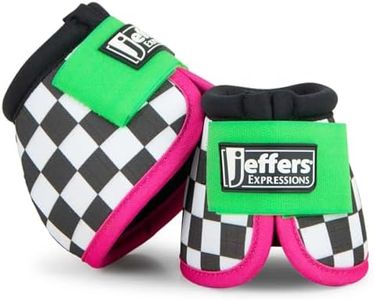 Jeffers Expression Ballistic Bell Boots – Skater Cowgirl, Medium | Shock Absorbing Hoof Protection for Horses | Secure Double Hook & Loop Closure, Perfect for Turnout, Training, & Equestrian Riding