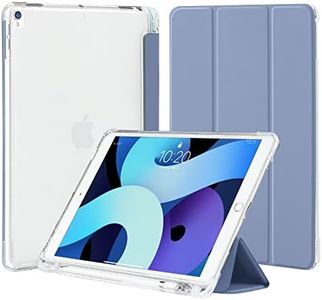 4UBonLife Funda para Pad Air 3.ª Generación 10,5 Pulgadas para iPad Pro 10.5" 2017 con Portalápiz, Protectora Cover de TPU Carcasa Ligera Translúcido Esmerilado Trasera Cubierta, Gris Lavanda
