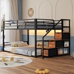 ADORNEVE Low Bunk Bed Twin Over Twi