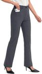 Rammus 28"/30"/32"/34" Women's Yoga Dress Pants Stretch Work Business Casual Slacks for Women Bootcut Office Trousers Charcoal Grey L