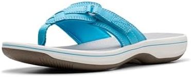 Clarks Women's Breeze Sea Flip-Flop, Light Turquoise Synthetic, 7