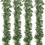 SOMYTING Eucalyptus Garlands, 4 Pack 5.7ft Long Artificial Mixed Eucalyptus Leaves Vine Greenery Garland Hanging Plants for Farmhouse Table Centerpiece Mantel Wedding Arch Backdrop Decor (4pcs)