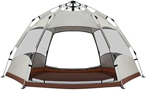 OGL3-5 Person Pop Up Tent Beach Shelter Camping Instant Dome Family Shade Hiking Sun Rain Picnic Outdoor Waterproof 270x270x150cm Creamy White