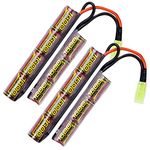 2pack 8.4V NiMH Airsoft Battery Stick, 2/3A 1600mAh Rechargeable Butterfly Nunchuck Crane Battery Pack with Mini Tamiya Connector for Airsoft G36 M4 MP5 M249