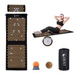 Extra Long Yoga Acupressure Mat Set,Massage Acupuncture Mat Large,Magnetic Mat Acupressure Bed of Nails Neck Back Pain Relief(Gold)