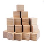 Tosnail 50 Pack 1.5 Inches Unfinished Wooden Cubes Wooden Blocks - Great for Crafts Making