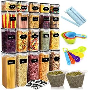 JOTOL Botes Cocina Almacenaje,Recipientes para Alimentos de Plástico 20 Piezas,Sin BPA con Etiquetas,Lápiz y Cucharas,Botes Cocina de Alimentos Herméticos para Cereales Harina,Café,Pastas