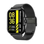 pTron Pulsefit Vibe 1.85" Square Dial Smartwatch with Bluetooth Calling, Full Touch Display, 600 NITS, Functional Crown, Full Metal Body, 100+ Watch Faces, HR, Sports Mode, 5 Days Battery Life (Black)