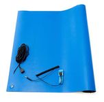 Supreme-ESD Safe (Anti Static) 6.5 ft X 3 ft Table Mat Pvc 2 Layer Blue Mat Thickness 1.5 mm Size (6.5 ft X 3 ft) With On 4 Corner Button