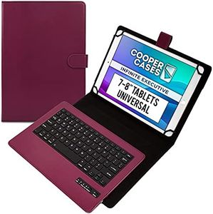 Cooper Infinite Executive Keyboard Case for 7, 7.9, 8" Tablets | Universal Fit | 2-in-1 Leather Folio Cover & Bluetooth Wireless Keyboard with Hotkeys