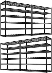 REIBII 60" W Garage Shelving, 3000LBS Storage Shelves, 6 Tier Heavy Duty Shelving, Adjustable Metal Shelving Units and Storage Rack for Warehouse, Pantry, Basement, 60" W x 84" Hx 24" D, 4 Pack