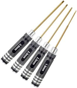 MDLHOBBY 1.5mm 2.0mm 2.5mm 3.0mm Titanium Plated Ti Coated Hex Screwdriver Set for RC Racing Drone, Quadcopter, Helicopter, & RC Car Models - 4PCS RC Tool Kit with Hex Wrench & Screwdriver Tools