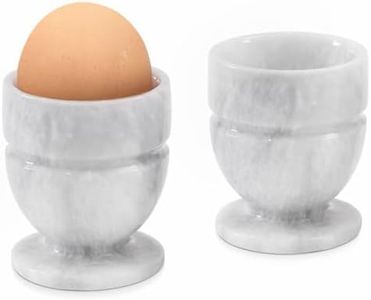 Radicaln Marble Egg Cups 2.5 Inch White Handmade For Kitchen Countertop Decor - Set of 2 Egg Holders For Small Dining Table, Egg Cups For Soft Boiled Eggs, Table Decorations