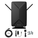 HD Antenna - ANTOP AT-406BV Flat Panel Mini Big Boy Indoor/Outdoor Smartpass Amplified Digital Antenna with High Gain and Built-in 4G LTE Filter