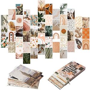 YINGENIVA Kit de collage mural bohème 50 pièces – Collection de photos – Décoration de dortoir pour fille, adolescente et femme, orange – Petits posters pour chambre à coucher