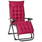 Outsunny Reclining Zero Gravity Chair with Adjustable Backrest, Folding Garden Sun Lounger with Removable Cushion and Headrest, Wine Red