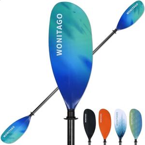 WONITAGO Kayak Paddle Carbon Fiber Shaft and Reinforced Nylon Blade, Adjustable Kayaking Oars, 3 Piece, 230-250 cm/90-98 Inches, Gradient Blue