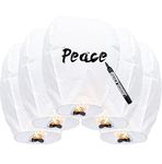 5 Packs Chinese Lantern White, Floating Sky Lanterns, Biodegradable Memorial Fire Resistant Paper Wishing Lanterns to Release in Sky for Parties and Festivals, Flying Fire Lanterns