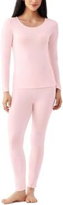 GYS Bamboo Viscose Long Johns Sets Thermal Underwear for Women Long Sleeve Base Layer, Pink, X-Large