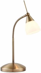 National Lighting Bedside Table Touch Lamp - 3-Stage Dimmable Night Light with Touch Control - Gooseneck Desk Lamp with Opal Glass Light Shade - Decorative Lamp for Bedroom – Antique Brass - G9