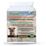 FoodPURA 70 Capsules - Turmeric for Dogs and Cats 10,000 mg for Joints, Digestive Health - High Absorbtion Health Supplement with Piperine Anti Inflammatory for Hips and Joints