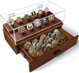 Premium Wooden Challenge Coin Display Case – Store Up to 45 Coins with The Chest – Military Coin Display Case and Wooden Challenge Coin Holder – Lifetime Assurance Included