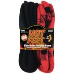 HOT FEET 2 Pairs Thermal Socks for Men, Extreme Cold Boots Socks - Men's Winter Insulated Socks, Cold Weather Socks Size 6-12, Buffalo Red/Black, One Size