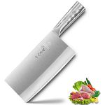 SHI BA ZI ZUO Chinese Cleaver Meat Bone Chopper Chef Knife 8 Inch 80Cr Core Stainless Steel Handle