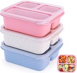 Rinwoc Bento Box [Portion Size], 3 Pack Snack Containers with 3 Compartments for Meal Prep & Lunch On-the-Go [School, Work, Trip], Lunchable Container Reusable & BPA-Free