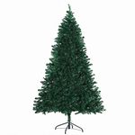 HOMCOM 6ft Christmas Tree Unlit Artificial Spruce Full Tree w/Easy Assembly, Solid Metal Legs, 1000 Tips, Green