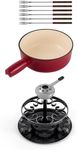 Swissmar KF-66517 Lugano 2-Quart Cast Iron Cheese Fondue Set, 9-Piece, Cherry Red
