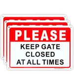 Enjoyist 3-Pack Please Keep Gate Closed at All Times Sign 10"x 7" .04" Aluminum Reflective Sign Rust Free Aluminum-UV Protected and Weatherproof