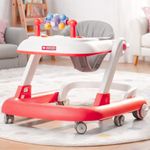 Storio Baby Walker for 6–18 Months 360° Rotatable | 3-Level Adjustable Height Walker with Switchable Food & Musical Toy Tray | 6 Wheels, Foldable & Safe Baby Activity Walker for Boys & Girls - Pink