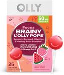 OLLY Focus Buddies L’OLLY Pops, Omega-3 ALA, B6, B12, Cognizin®, Kids Supplement Lollipops to Supports Focused Attention & Healthy Brain Function, Vegetarian, Watermelon Strawberry, 25 Count